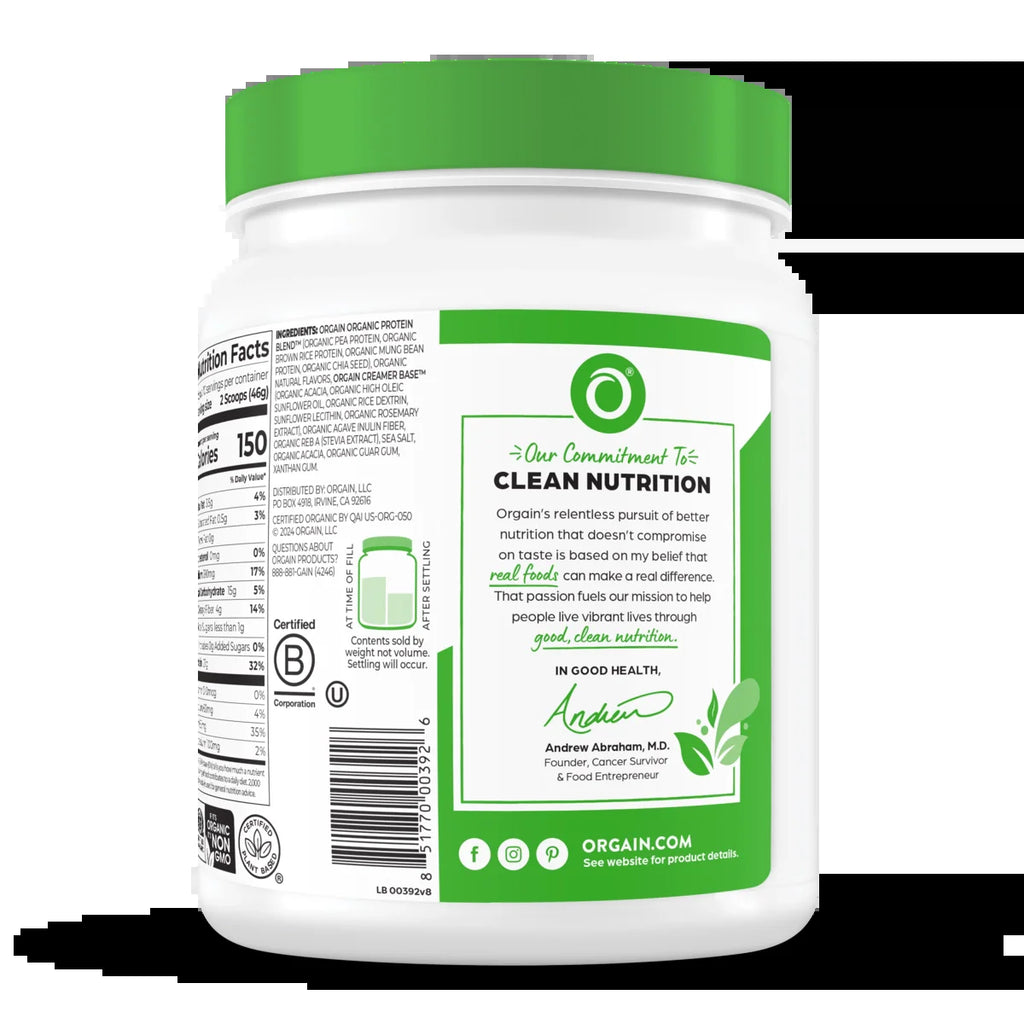 Organic Protein™ Plant Based Protein Powder - Vanilla Bean