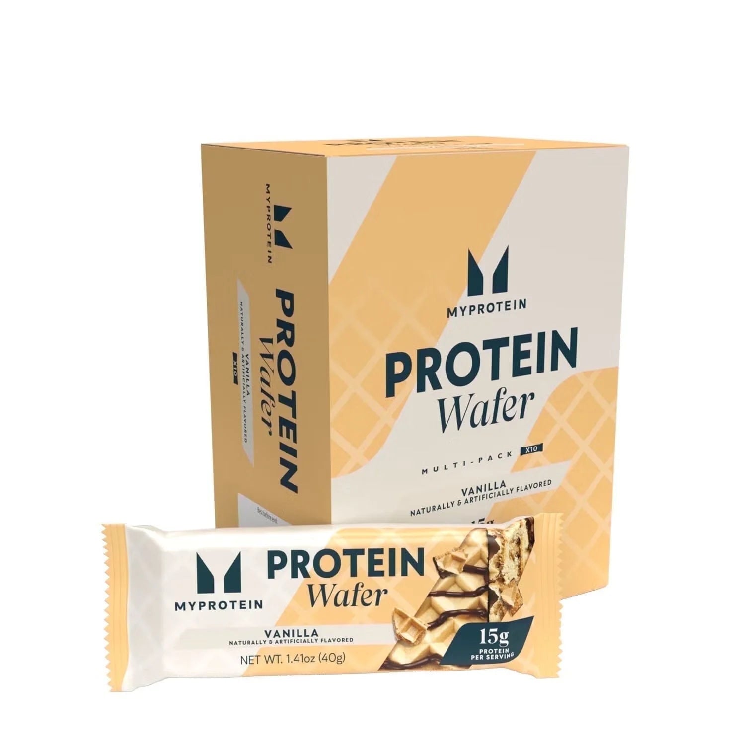 Crispy Vanilla Protein Wafers, High Protein Bars, 15G Protein, Box of 10