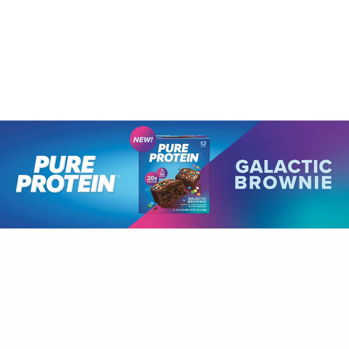 Pure Protein 20G Protein Bar - Galactic Brownie - 12Ct